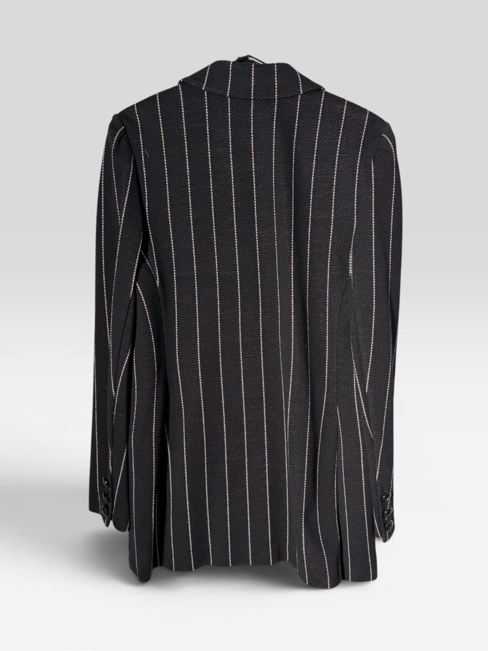Italian Striped Tailored Black Women's Blazer Jacket - Picture 4 of 10